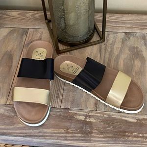 Anthropologie KMB Leather Sandal Slides